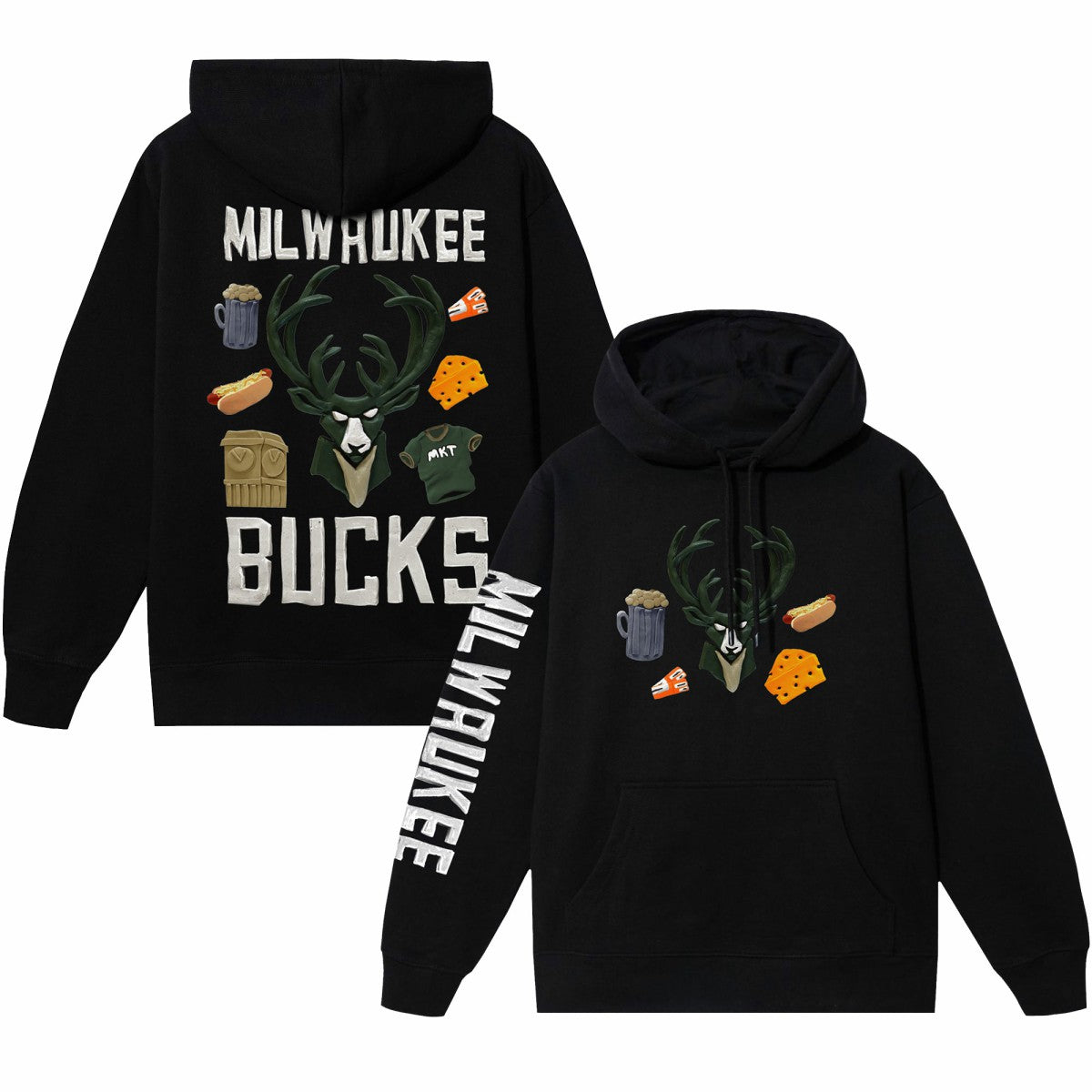 Milwaukee Bucks NBA x MARKET Unisex Claymation Pullover Hoodie