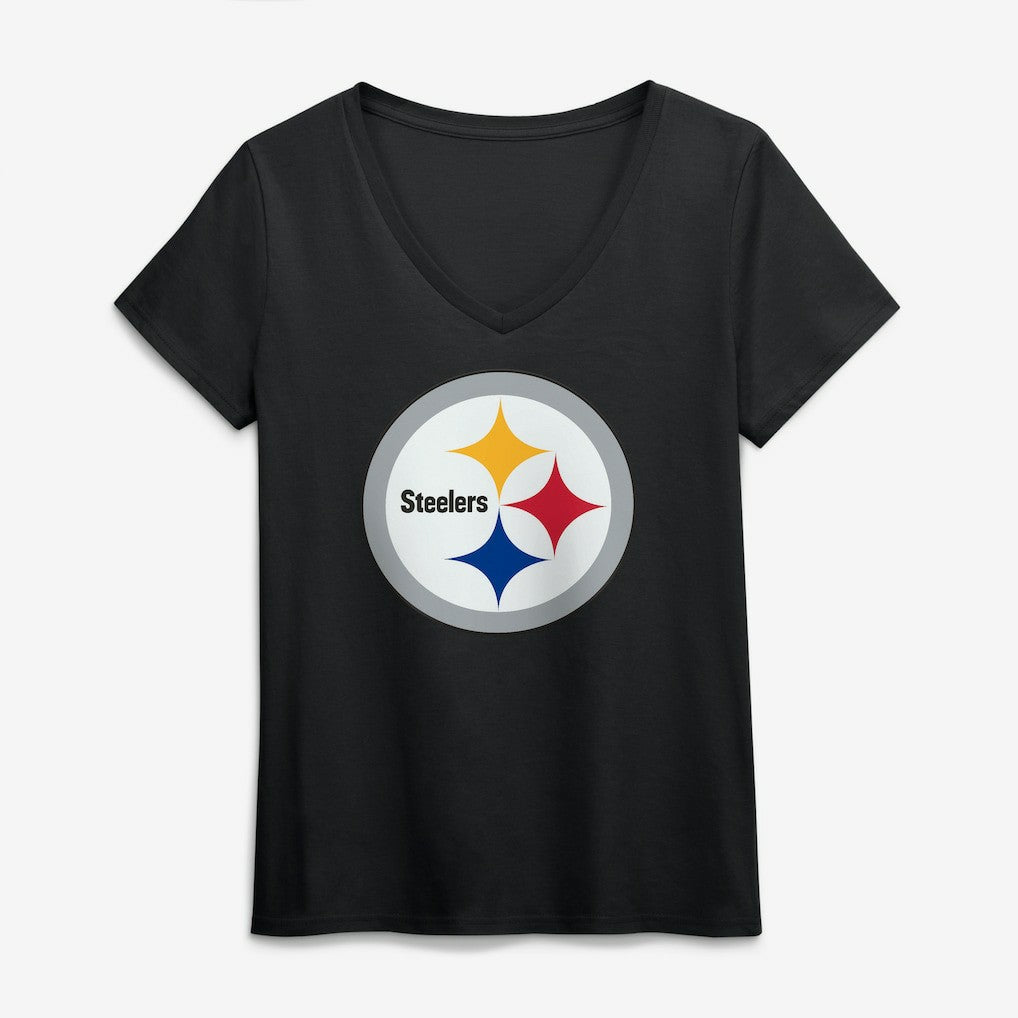 Logo Athletic Women's Primary Logo V-Neck T-Shirt - Pittsburgh Steelers T-shirts