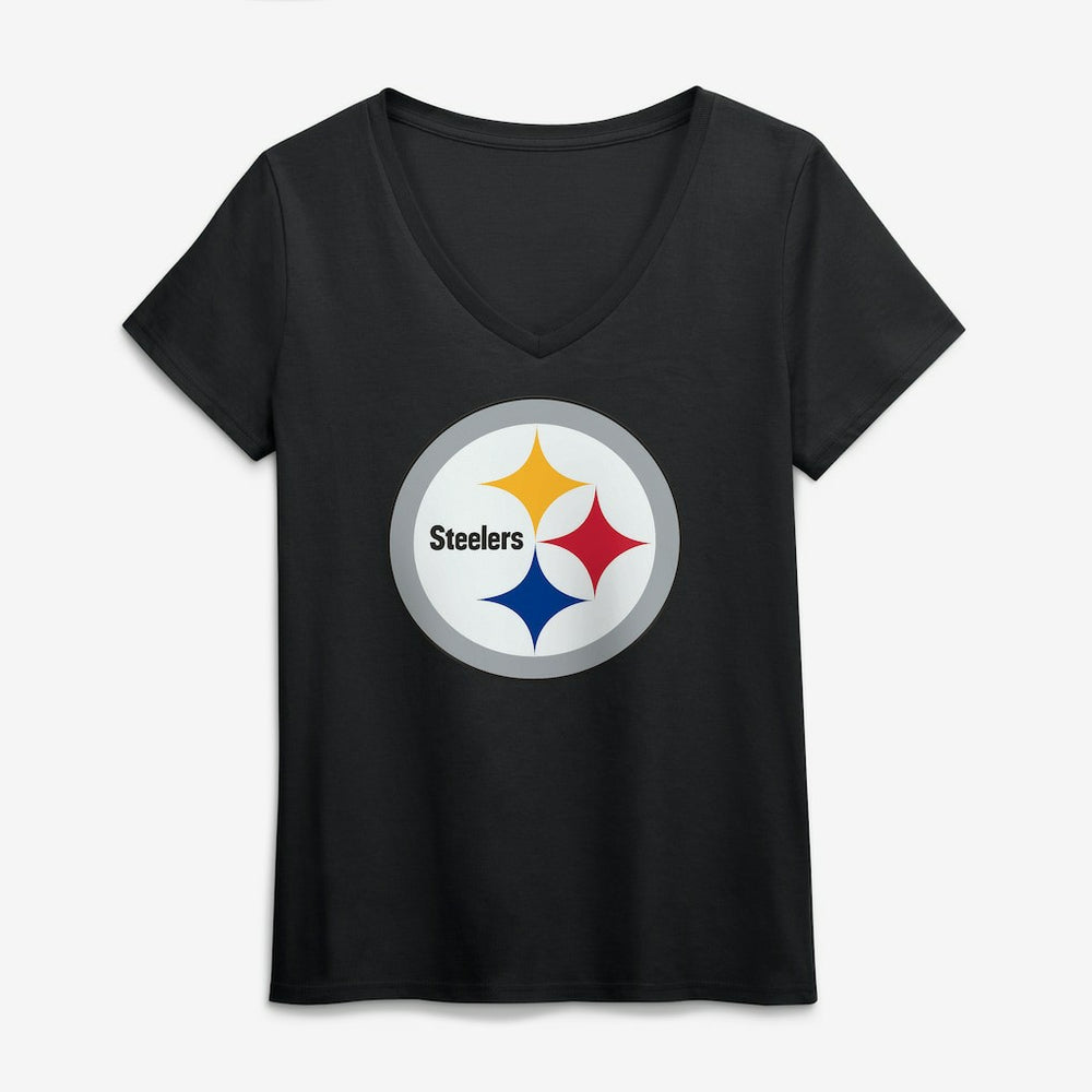 Logo Athletic Women's Primary Logo V-Neck T-Shirt - Pittsburgh Steelers T-shirts