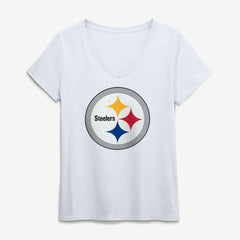 Logo Athletic Women's Primary Logo V-Neck T-Shirt - Pittsburgh Steelers T-shirts