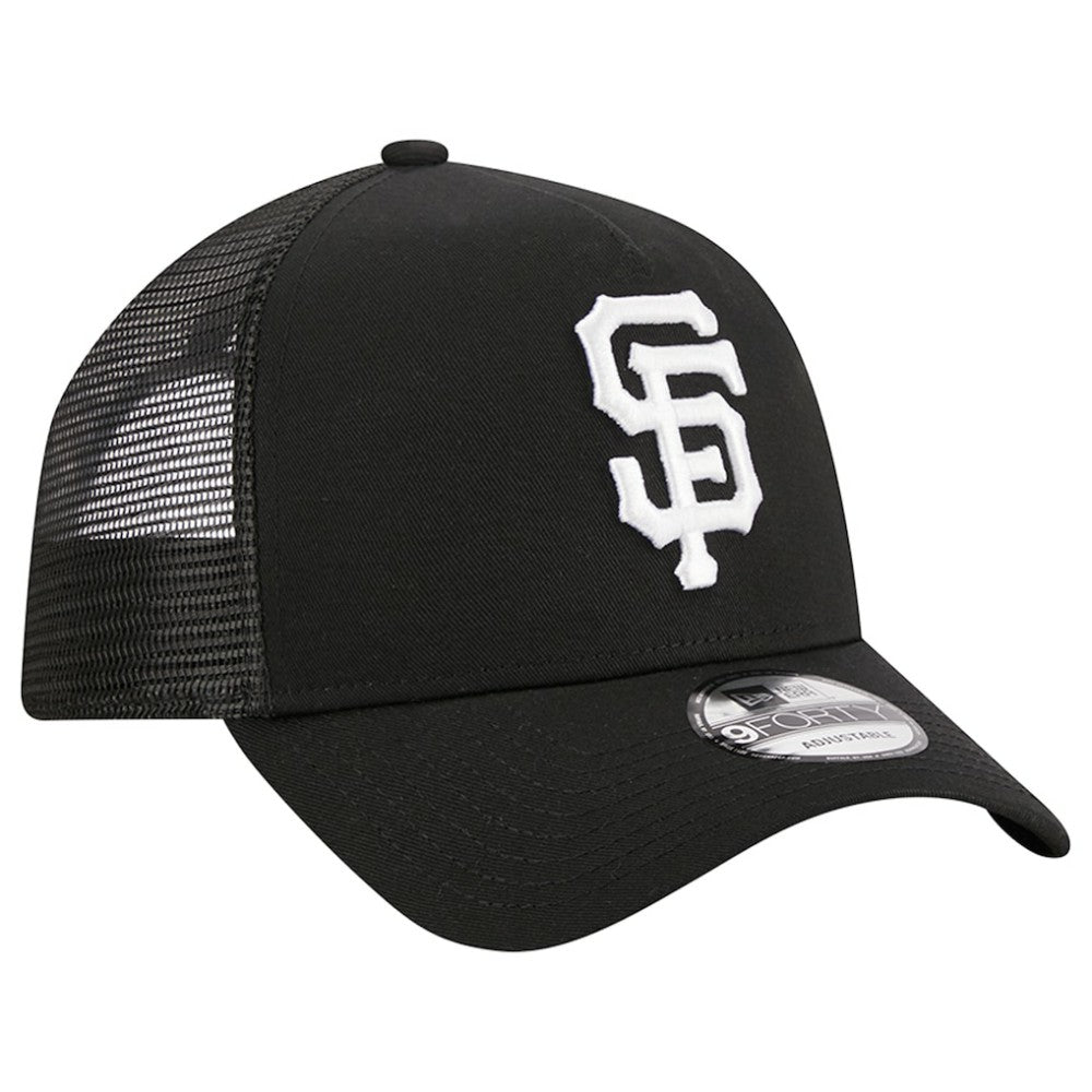 Black San Francisco Giants New Era A-Frame 9FORTY Trucker Adjustable Hat
