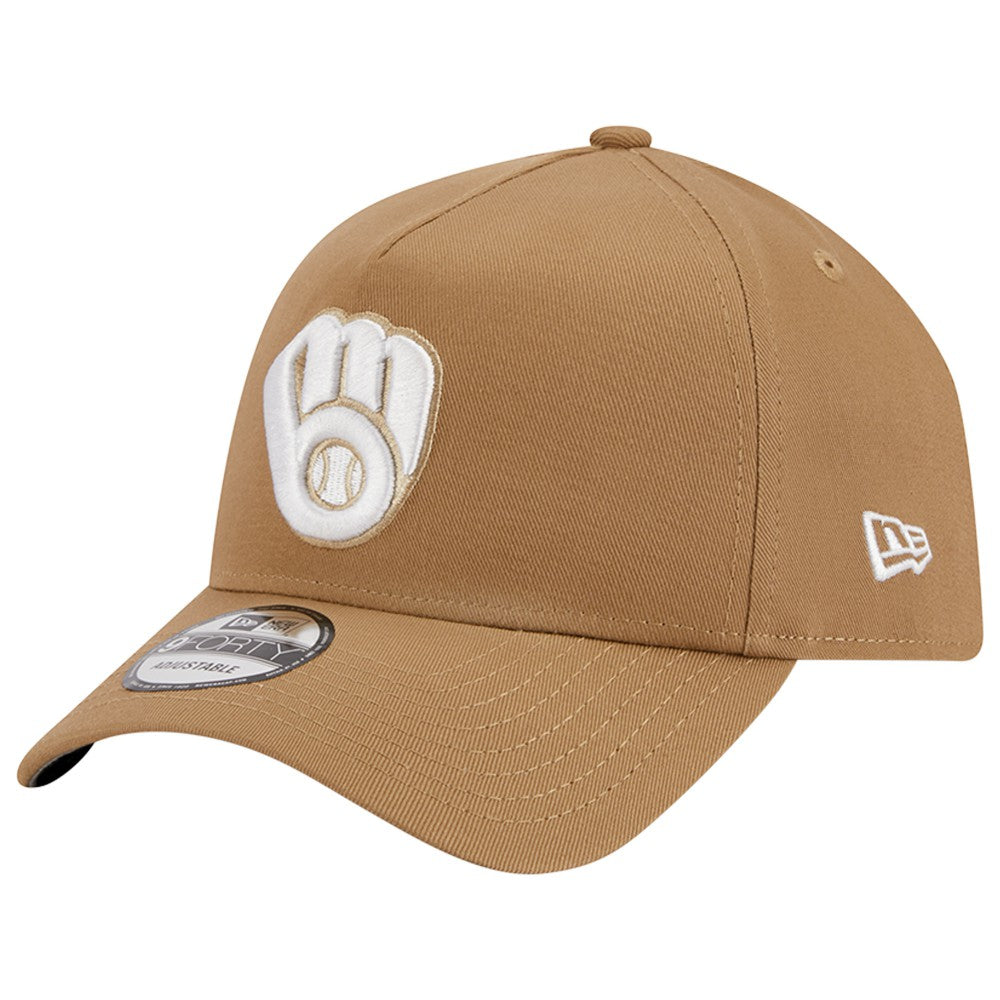 Khaki Milwaukee Brewers New Era A-Frame 9FORTY Adjustable Hat