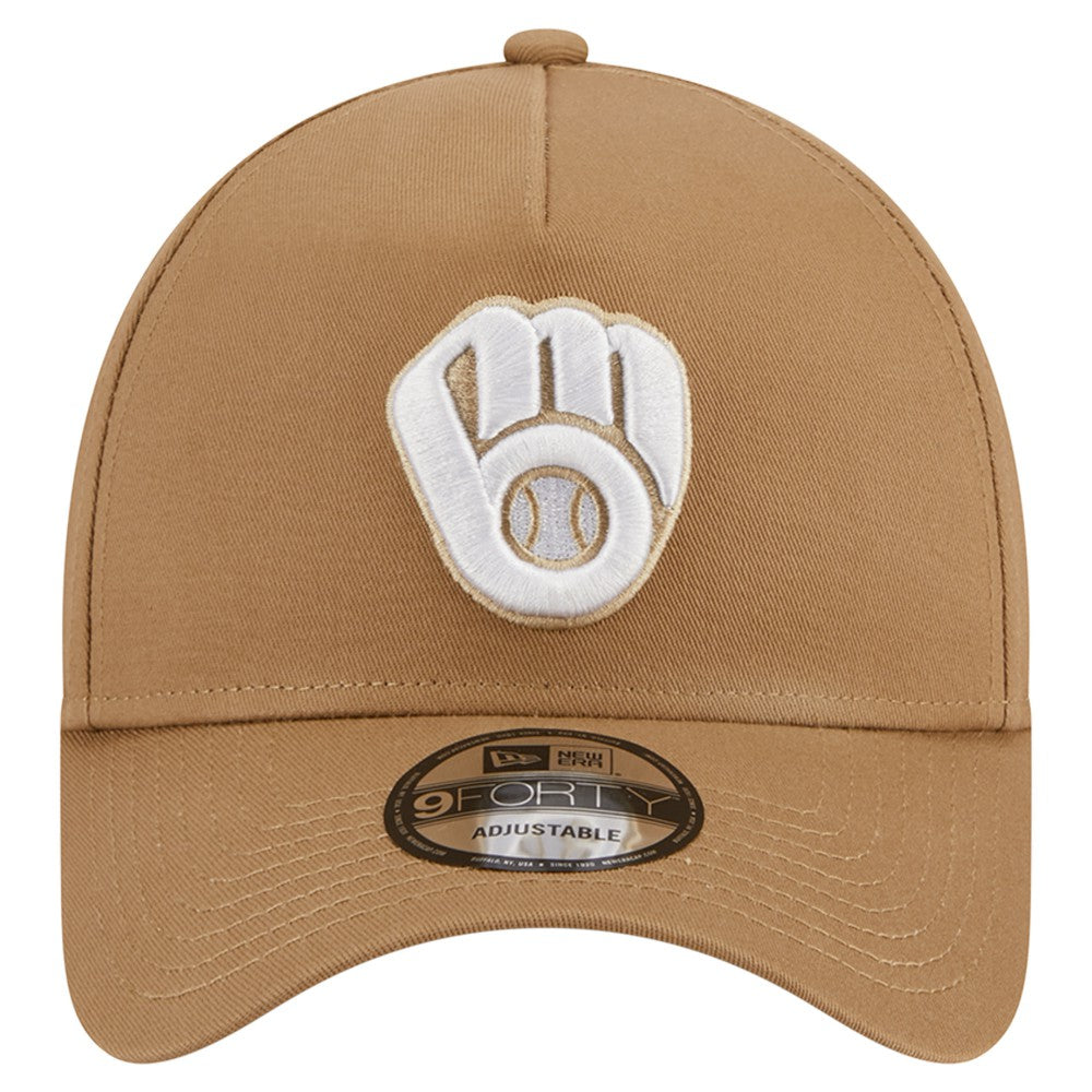 Khaki Milwaukee Brewers New Era A-Frame 9FORTY Adjustable Hat