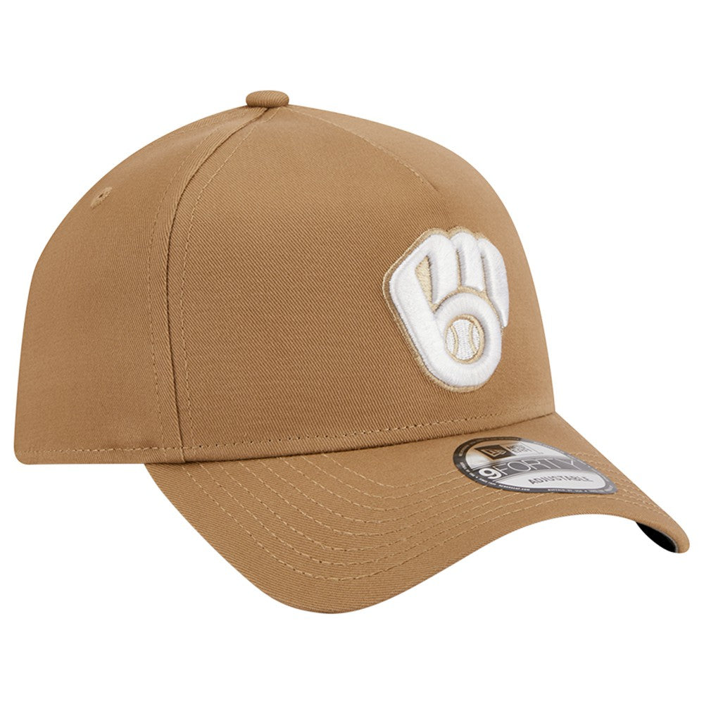Khaki Milwaukee Brewers New Era A-Frame 9FORTY Adjustable Hat