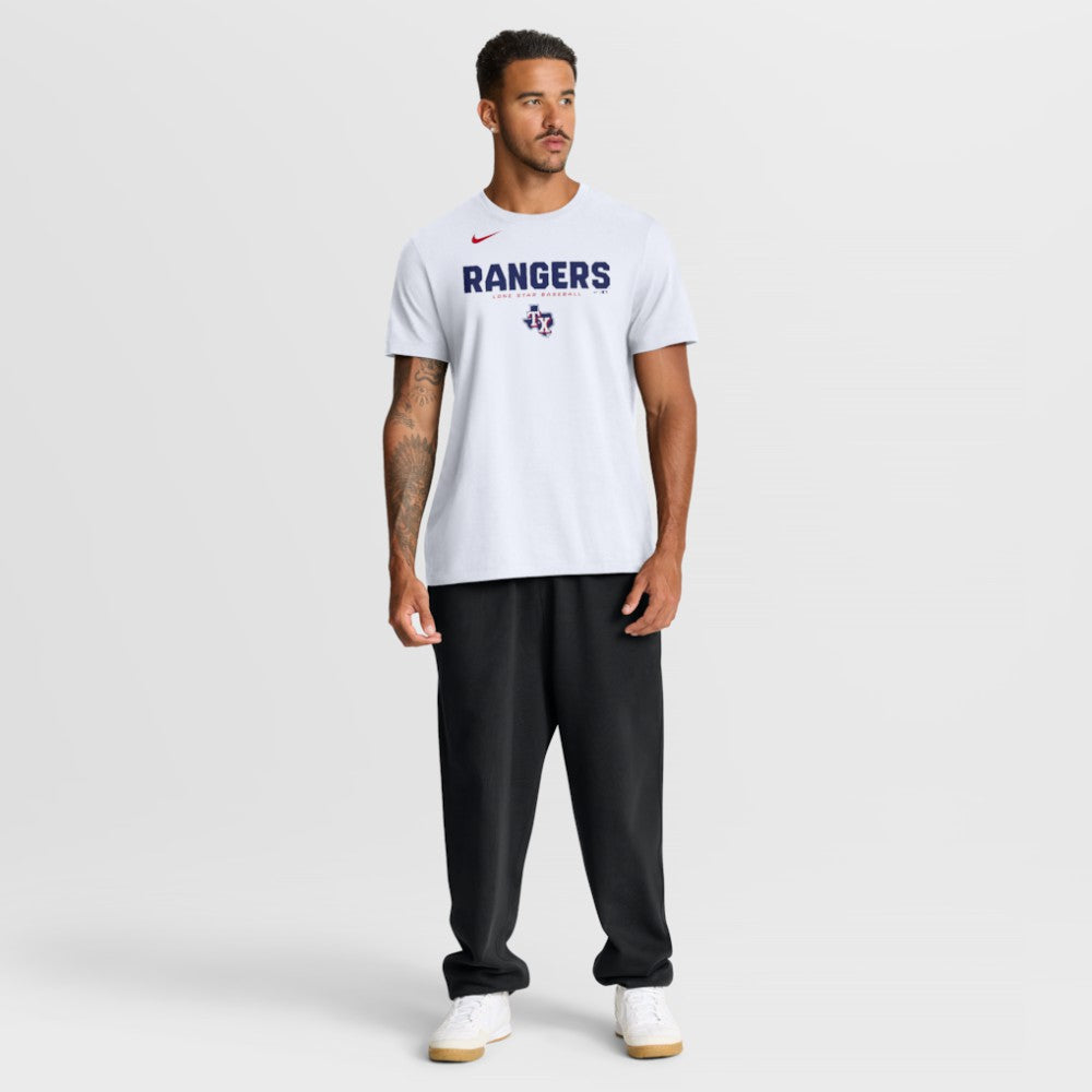 White Texas Rangers Nike Bold Team Name T-Shirt