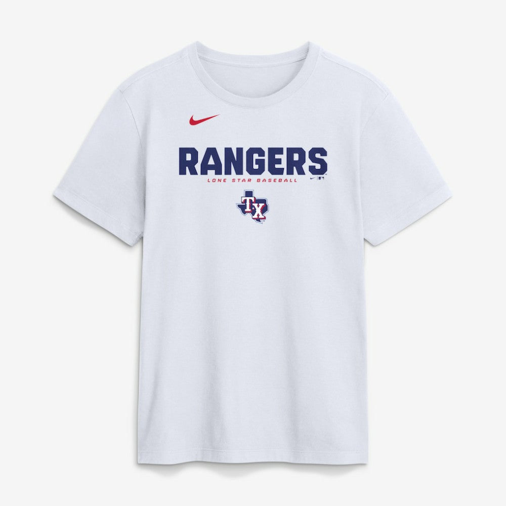 White Texas Rangers Nike Bold Team Name T-Shirt
