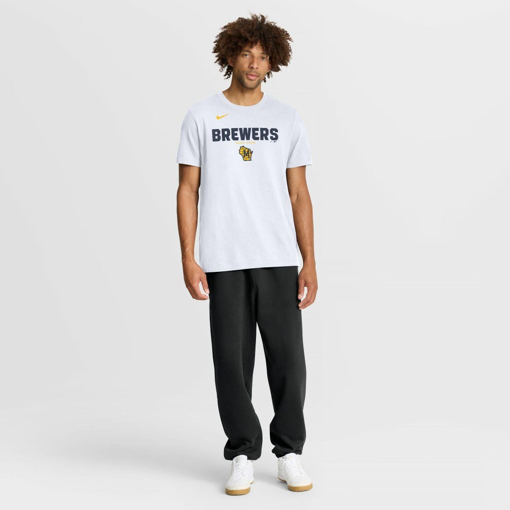 White Milwaukee Brewers Nike Bold Team Name T-Shirt