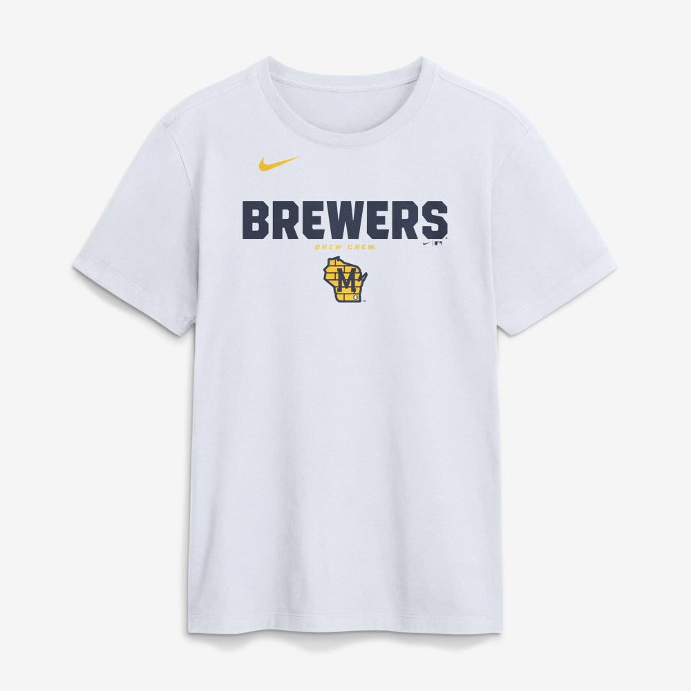 White Milwaukee Brewers Nike Bold Team Name T-Shirt