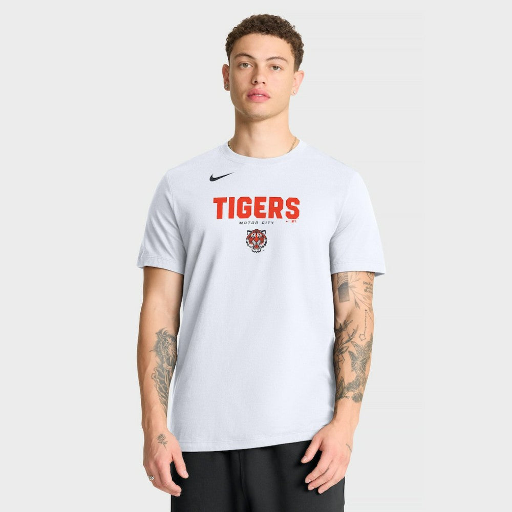 White Detroit Tigers Nike Bold Team Name T-Shirt