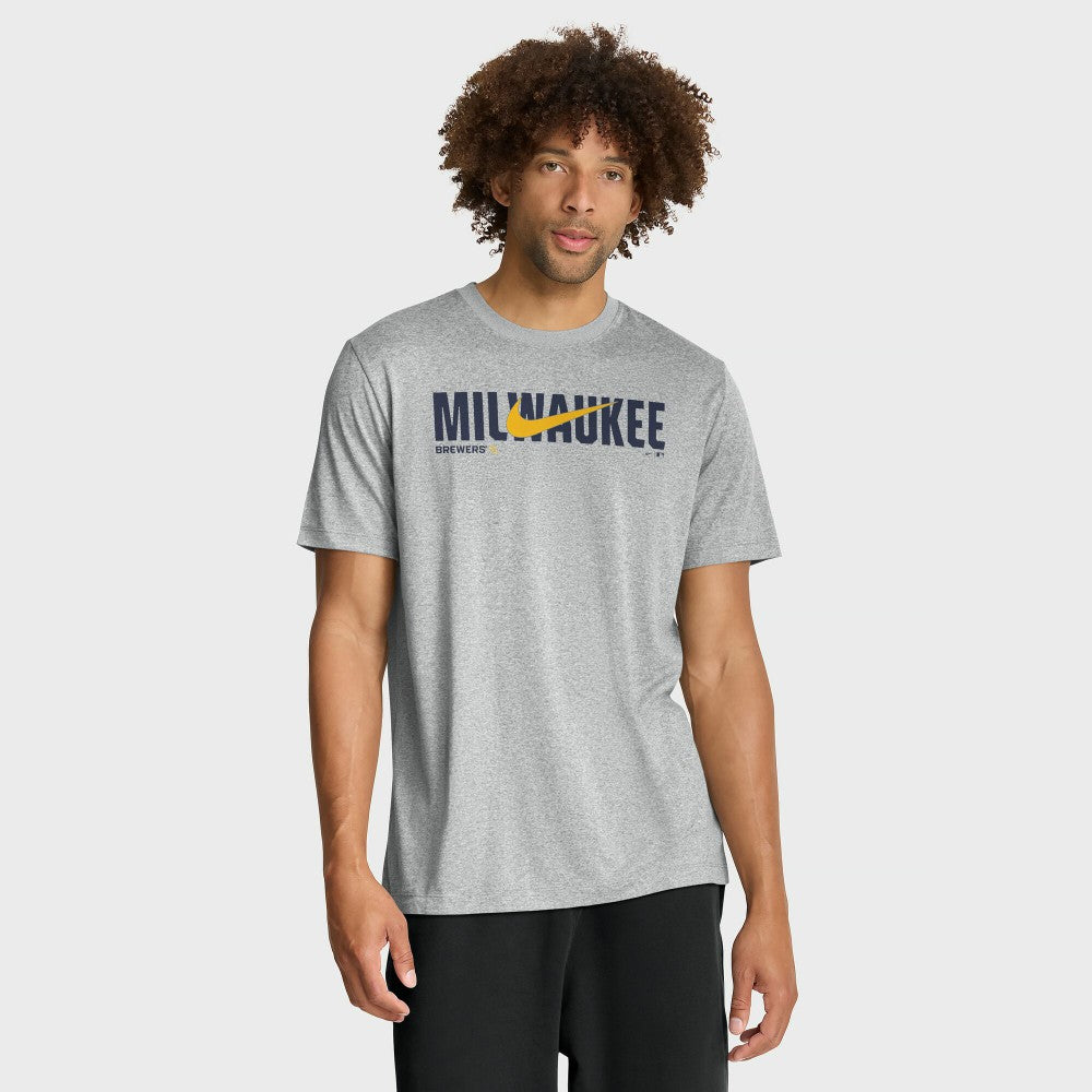 Heather Gray Milwaukee Brewers Nike Swoosh Legend Dri-FIT T-Shirt