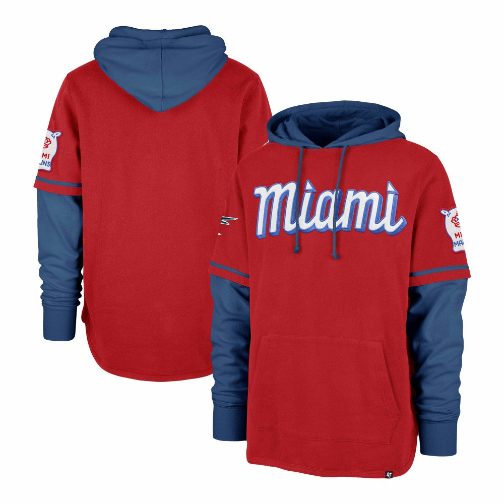 Red Miami Marlins '47 City Connect Trifecta Shortstop Pullover Hoodie