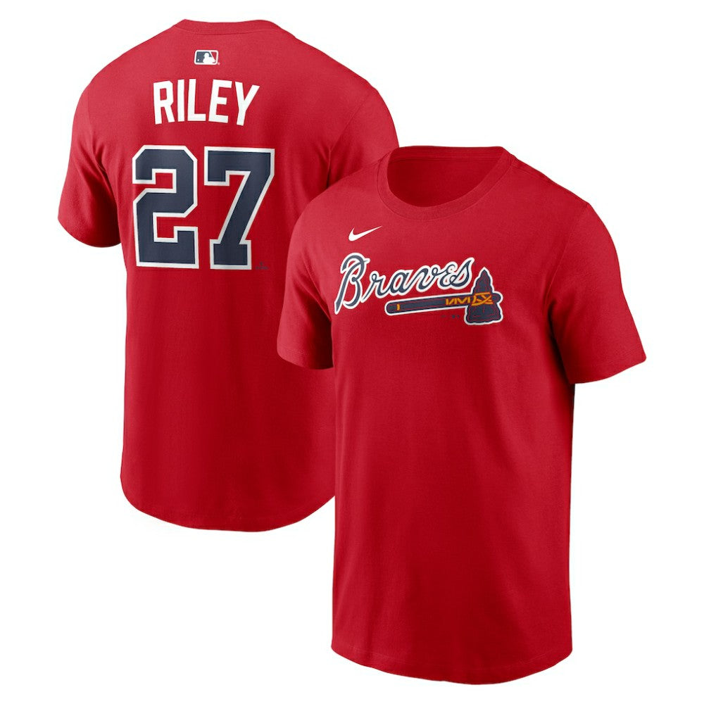 Red Austin Riley Atlanta Braves Nike Home Name & Number T-Shirt