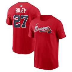 Red Austin Riley Atlanta Braves Nike Home Name & Number T-Shirt