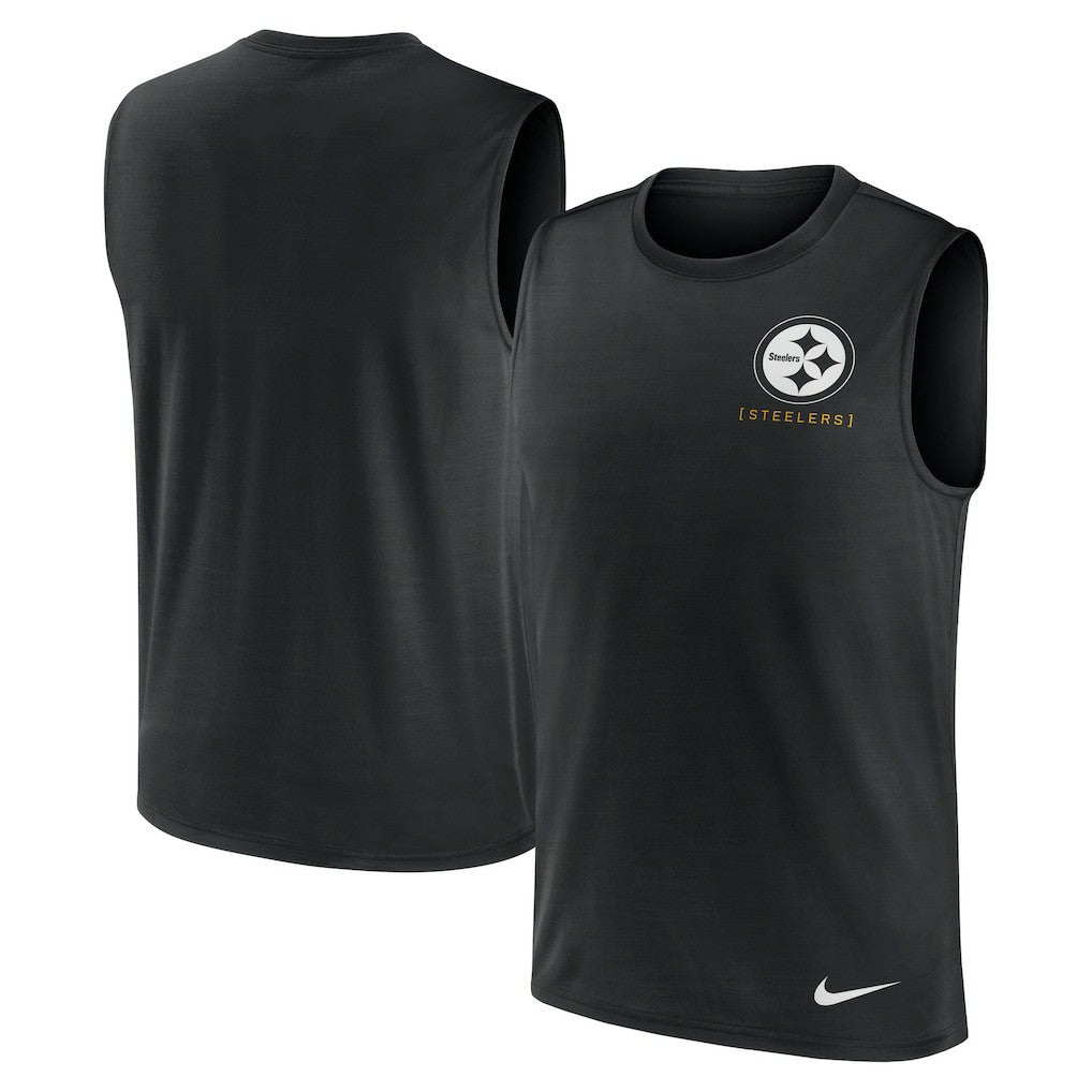 Large Logo Lightweight Dri-FIT Muscle Tank Top - Pittsburgh Steelers Tops