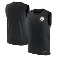 Large Logo Lightweight Dri-FIT Muscle Tank Top - Pittsburgh Steelers Tops