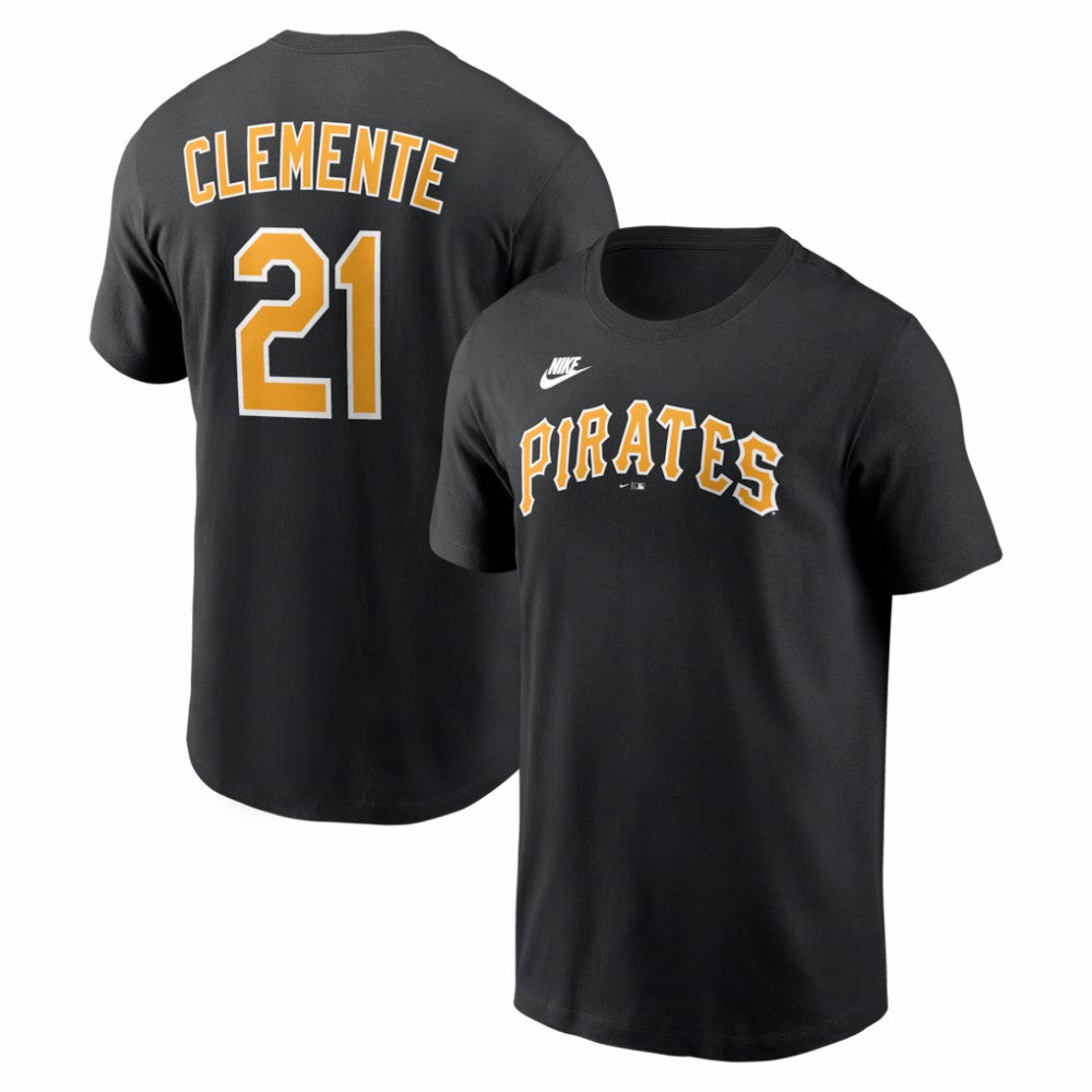 Black Roberto Clemente Pittsburgh Pirates Nike Cooperstown Collection Name & Number T-Shirt