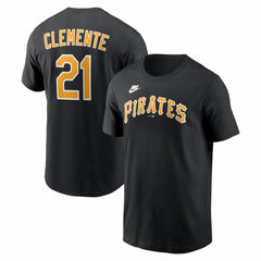 Black Roberto Clemente Pittsburgh Pirates Nike Cooperstown Collection Name & Number T-Shirt