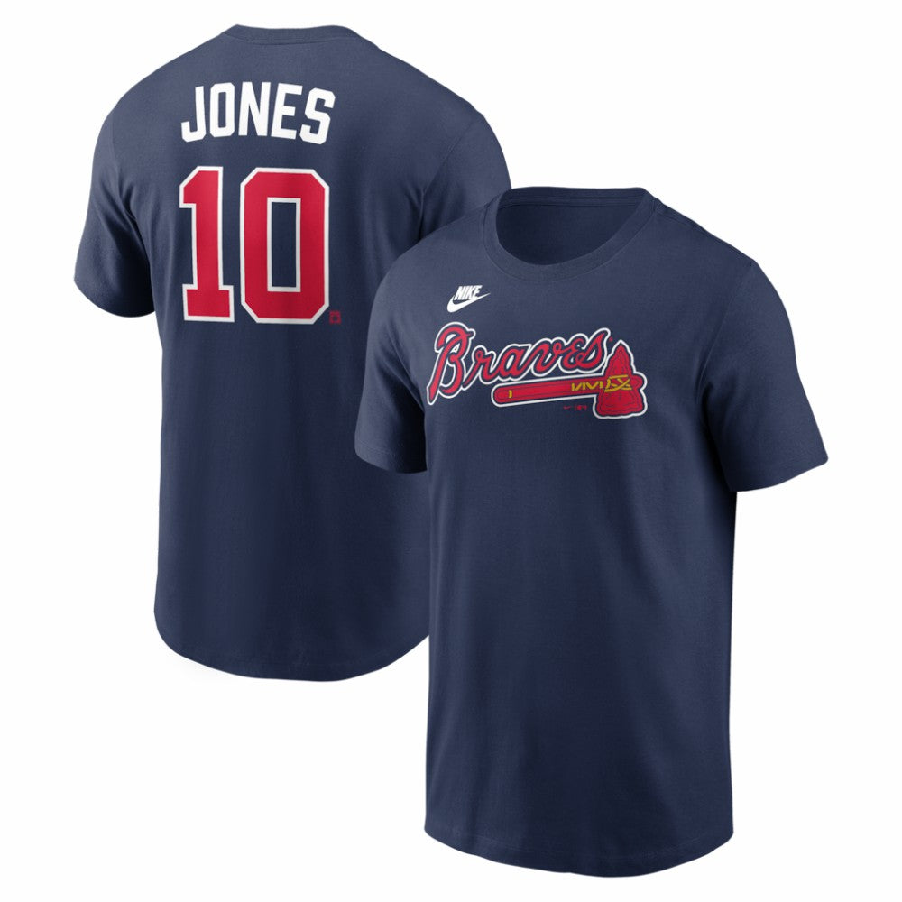 Navy Chipper Jones Atlanta Braves Nike Cooperstown Collection Name & Number T-Shirt
