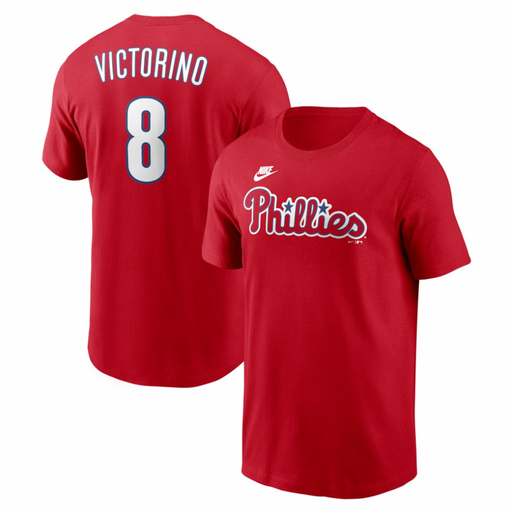 Red Shane Victorino Philadelphia Phillies Nike Cooperstown Collection Name & Number T-Shirt