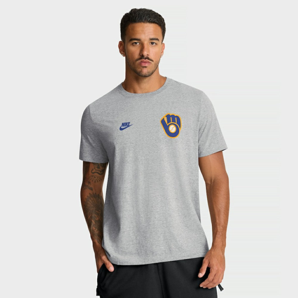 Heather Gray Milwaukee Brewers Nike Cooperstown 2-Hit T-Shirt