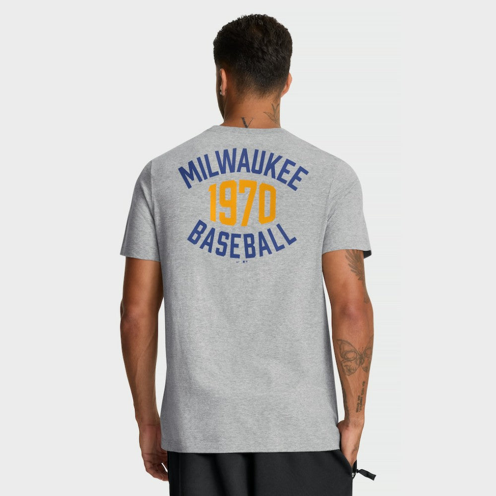 Heather Gray Milwaukee Brewers Nike Cooperstown 2-Hit T-Shirt