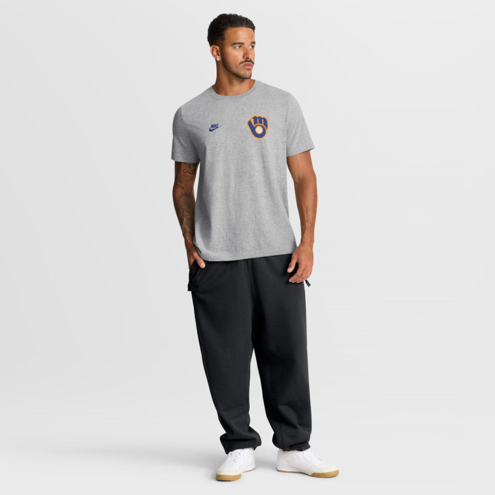 Heather Gray Milwaukee Brewers Nike Cooperstown 2-Hit T-Shirt