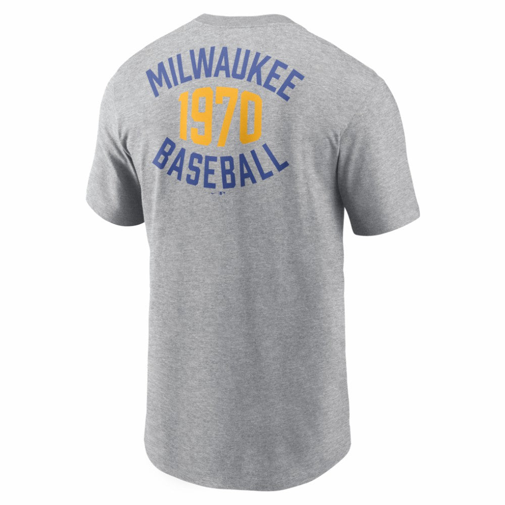 Heather Gray Milwaukee Brewers Nike Cooperstown 2-Hit T-Shirt