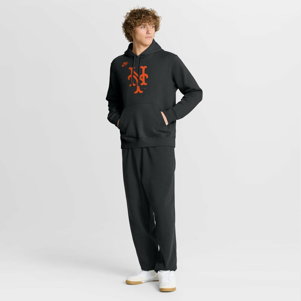 Black New York Mets Nike Cooperstown Collection Logo Club Hoodie