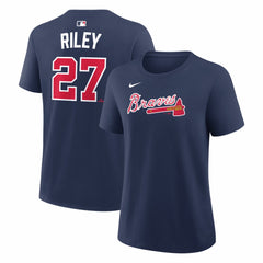 Navy Austin Riley Atlanta Braves Nike Women's Name & Number T-Shirt