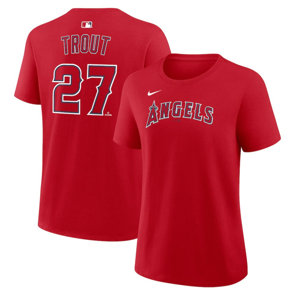 Red Mike Trout Los Angeles Angels Nike Women's Name & Number T-Shirt