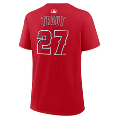 Red Mike Trout Los Angeles Angels Nike Women's Name & Number T-Shirt