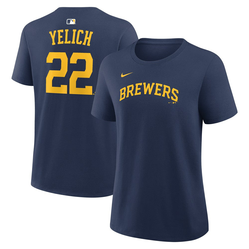 Navy Christian Yelich Milwaukee Brewers Nike Women's Name & Number T-Shirt
