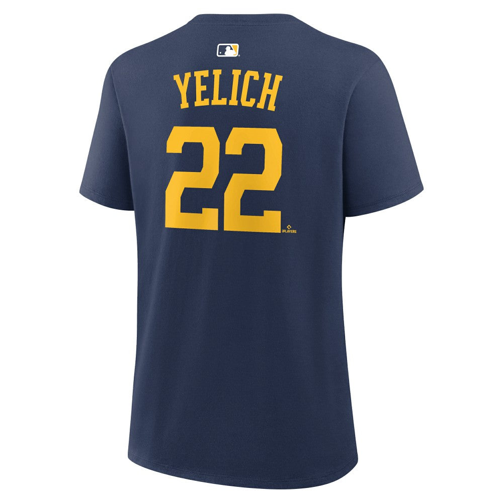 Navy Christian Yelich Milwaukee Brewers Nike Women's Name & Number T-Shirt
