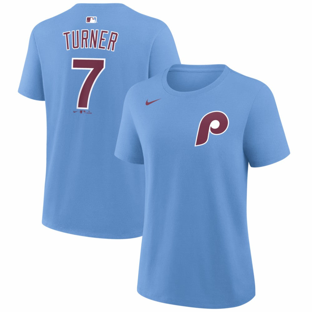 Light Blue Trea Turner Philadelphia Phillies Nike Women's Name & Number T-Shirt
