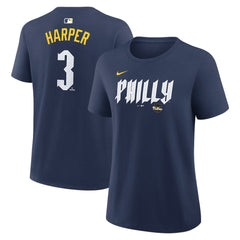 Navy Bryce Harper Philadelphia Phillies Nike Women's City Connect Name & Number T-Shirt
