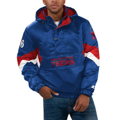 Philadelphia 76ers Starter Force Play Satin Hoodie Half-Zip Jacket