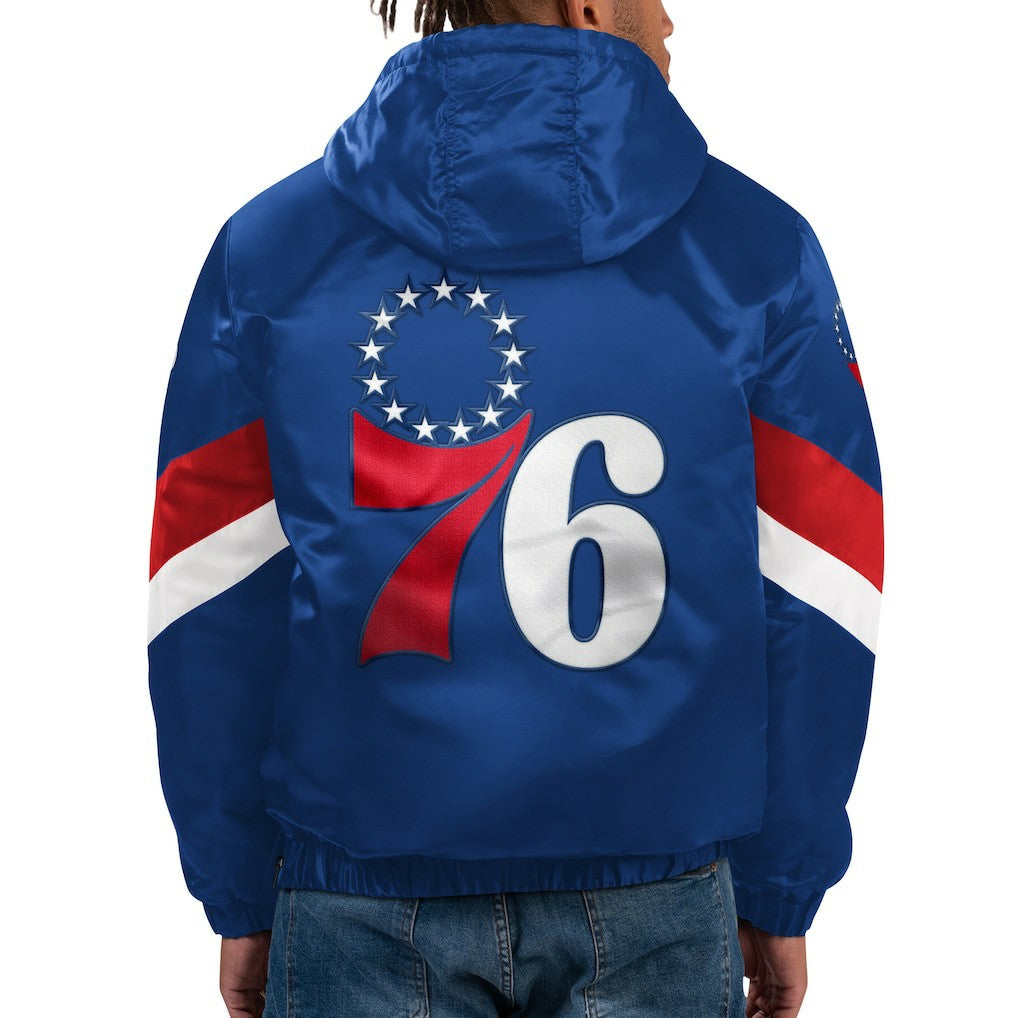 Philadelphia 76ers Starter Force Play Satin Hoodie Half-Zip Jacket