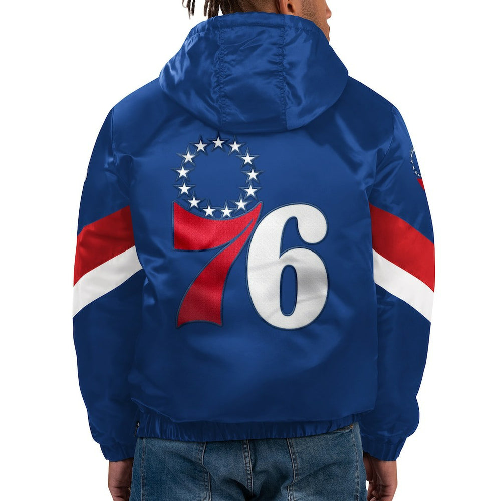 Philadelphia 76ers Starter Force Play Satin Hoodie Half-Zip Jacket