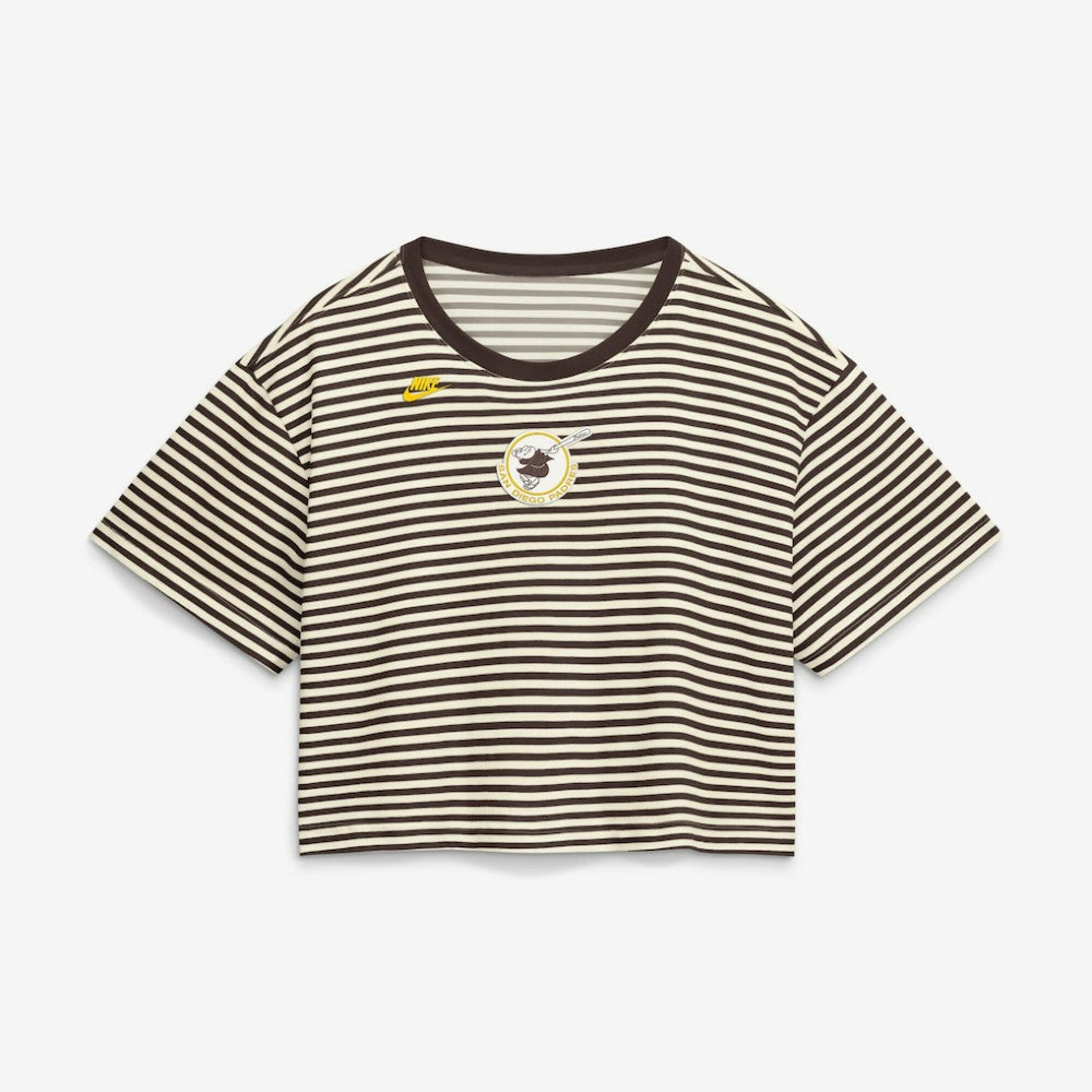 Brown/Cream San Diego Padres Nike Women's Cooperstown Collection Striped Cropped T-Shirt