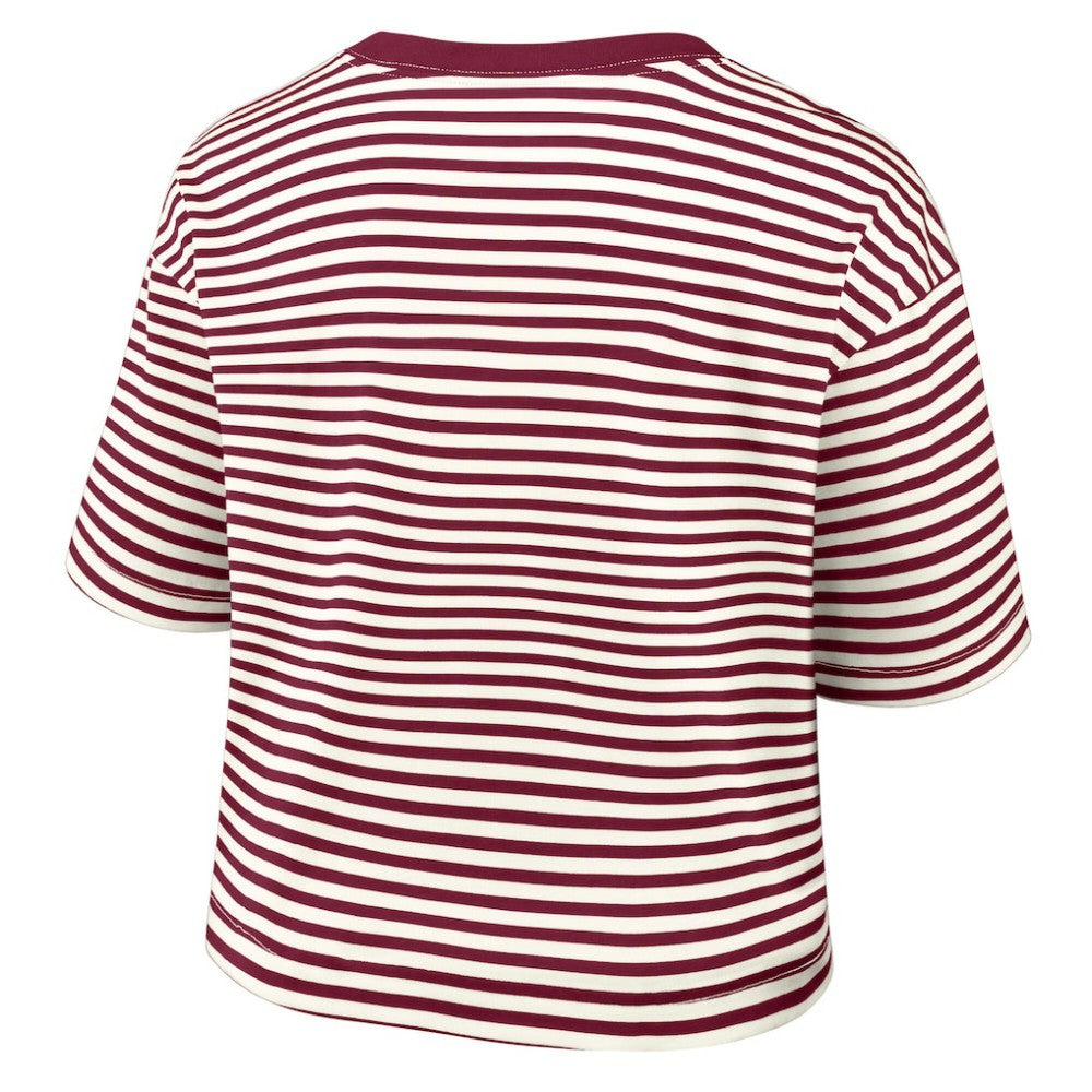 Burgundy/Cream Philadelphia Phillies Nike Women's Cooperstown Collection Striped Cropped T-Shirt