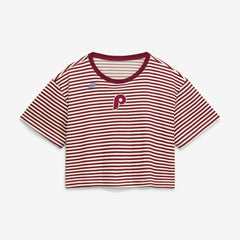 Burgundy/Cream Philadelphia Phillies Nike Women's Cooperstown Collection Striped Cropped T-Shirt