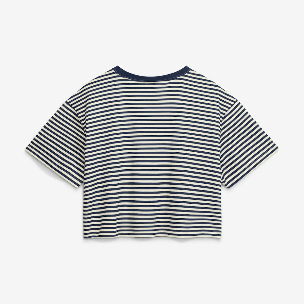 Navy/Cream Houston Astros Nike Women's Cooperstown Collection Striped Cropped T-Shirt