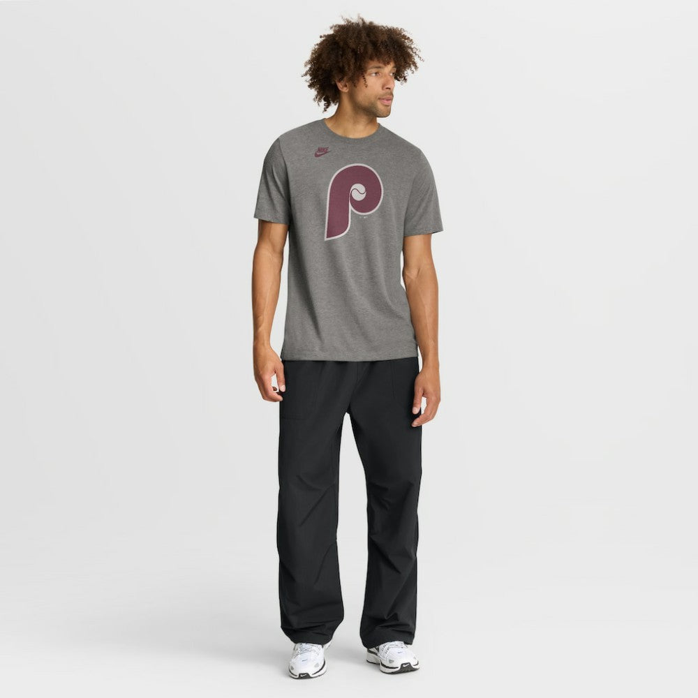 Heather Charcoal Philadelphia Phillies Nike Cooperstown Logo Tri-Blend T-Shirt