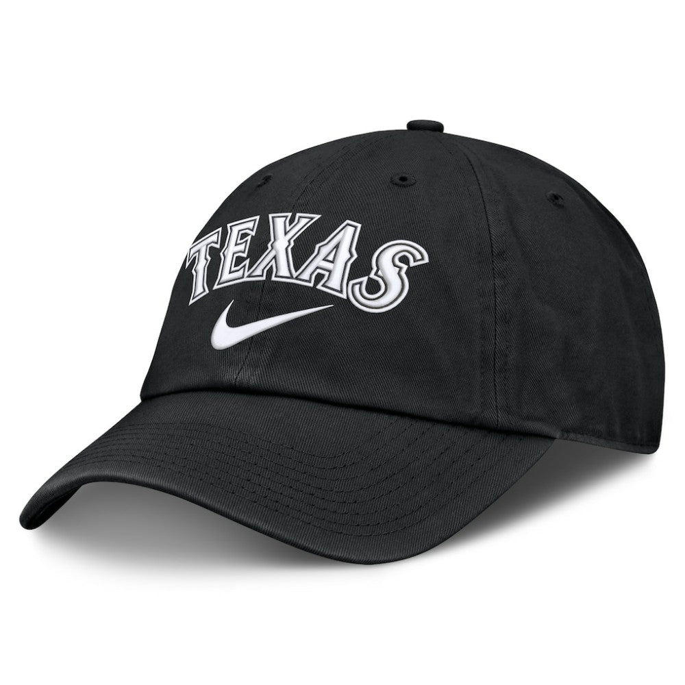 Black Texas Rangers Nike Primetime Club Adjustable Hat