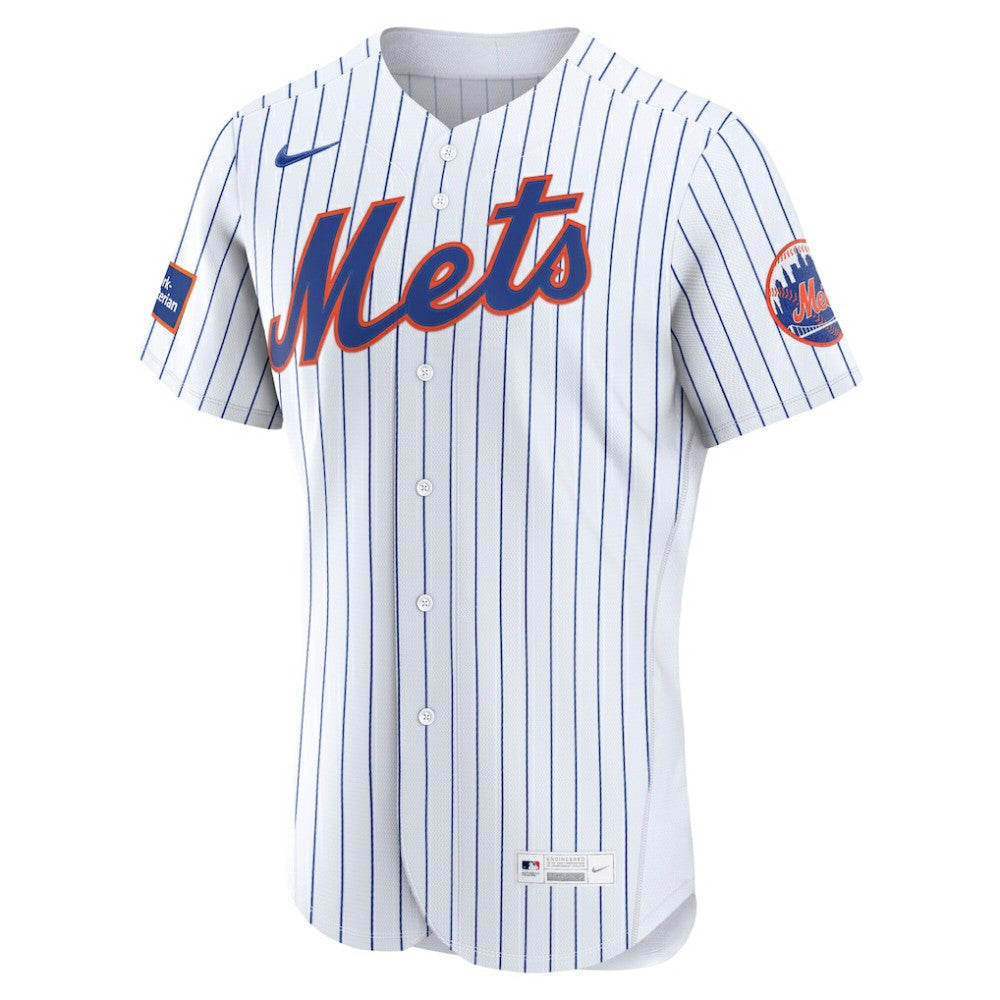 White New York Mets Nike Home Sponsor Patch Authentic Jersey