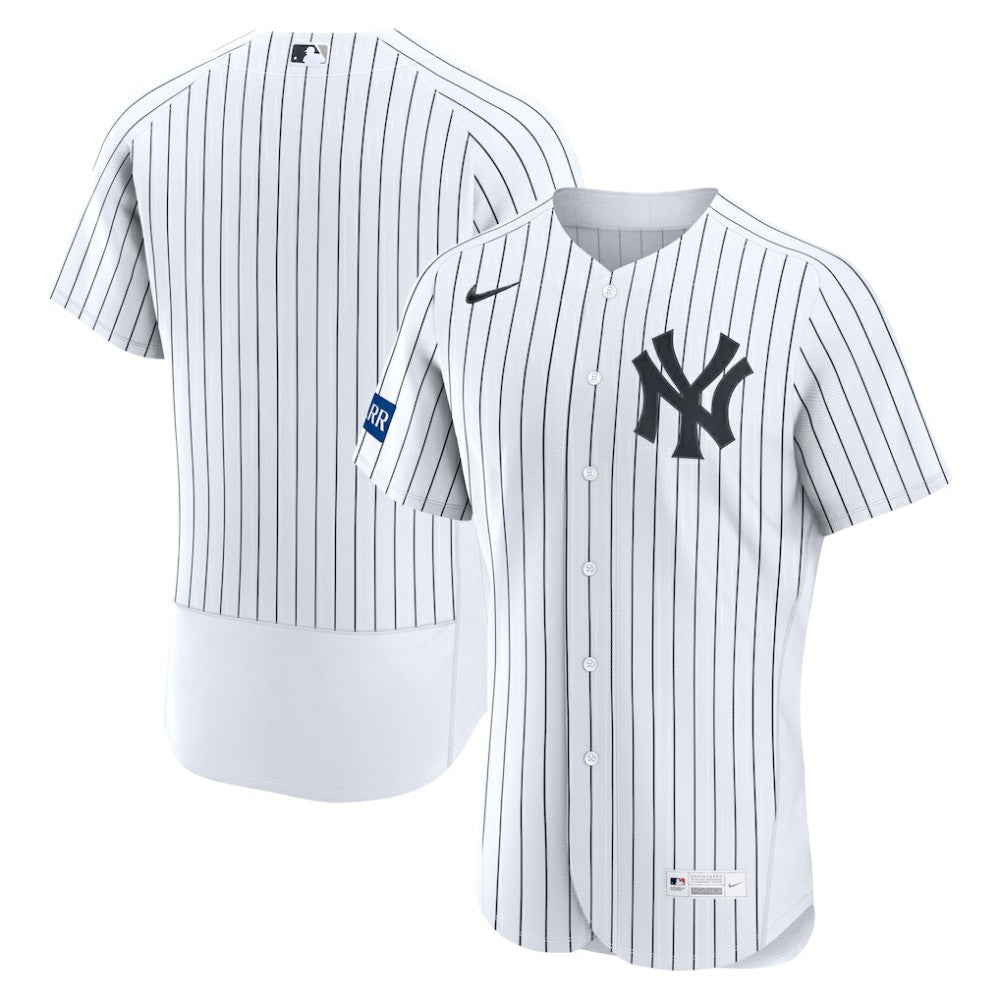 White New York Yankees Nike Home Sponsor Patch Authentic Jersey