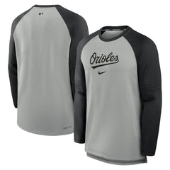 Heather Gray/Black Baltimore Orioles Nike Authentic Collection Game Time Raglan Performance Long Sleeve T-Shirt