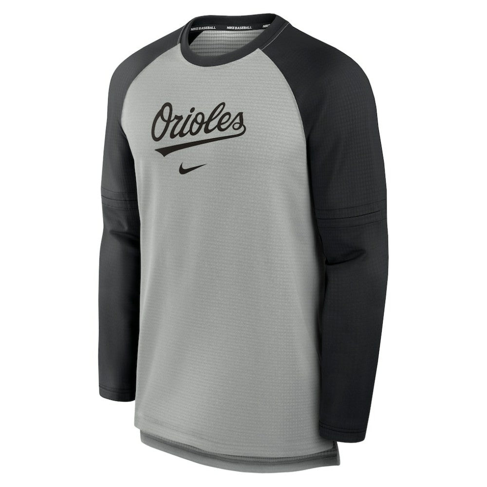 Heather Gray/Black Baltimore Orioles Nike Authentic Collection Game Time Raglan Performance Long Sleeve T-Shirt