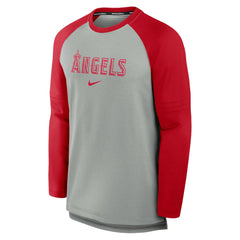 Heather Gray/Red Los Angeles Angels Nike Authentic Collection Game Time Raglan Performance Long Sleeve T-Shirt