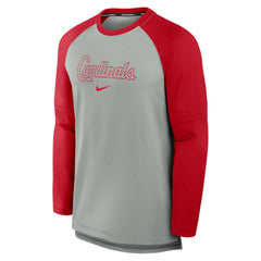 Heather Gray/Red St. Louis Cardinals Nike Authentic Collection Game Time Raglan Performance Long Sleeve T-Shirt